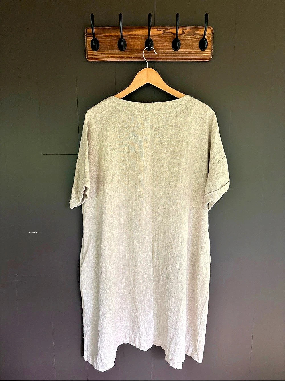 Not Perfect Linen - RENNES Dress - Natural Oversized Midi Dress - One Size - Picture 4 of 7